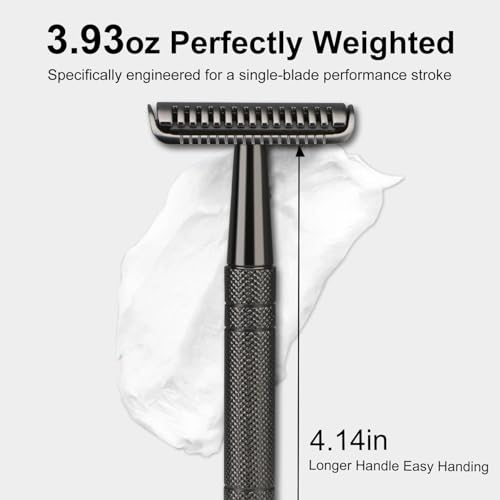 Double Edge Safety Razor for Men and Women, Stainless Steel Single Blade Metal Razor, with 10 Double Edge Blades, Smooth Close Gentle Shave, Plastic Free Zero Waste Shaving, Black