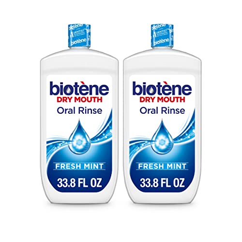 Biotene Oral Rinse Mouthwash for Dry Mouth Fresh Mint Pack of 2 - 33.8 Fl Oz