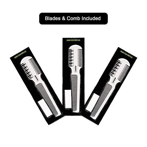 Hair Cutter Comb, Shaper Razor Comb, Split Ends Trimmer Styler, Double Edge Razor Blades for Thinning, Cutting and Styling, Extra 5 Blades Included