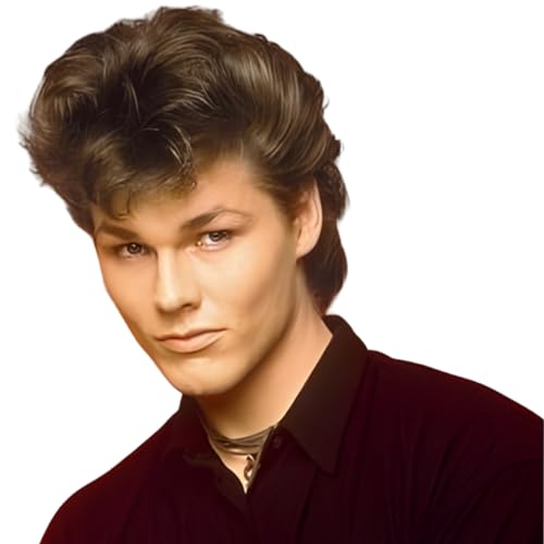 Men's 80s Short Brown Mullet Wig - Disco Rocker Punk Cosplay Halloween - Variation: Short Brown