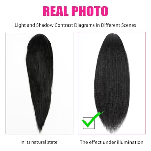 YOUTH HAIR Yaki Straight Ponytail Extension 24 Inch Drawstring for Black Women
