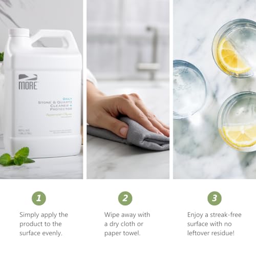 MORE Surface Care Peppermint-Thyme Stone & Quartz Cleaner + Protector Refill 128oz - Water-Based Multi-Surface Spray