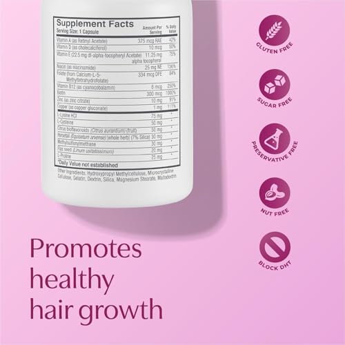 Women's Hair Growth Supplements with Biotin - DHT-Blocking Botanicals - 60 Capsules, 2-Month Supply - Variation of Women’s with Biotin