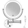 Benbilry 9" Large Size Wall Mounted Lighted Makeup Vanity Mirror, 1X/10X Magnifying 2-Sided AC Plug-in Powered Bathroom Mirror, 360¡Æ Swivel 13 Inch Extendable Arm, Chrome