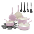 GreenLife 16-Piece Nonstick Cookware Set - Pink Bloom Variation (2026 Upgrade)