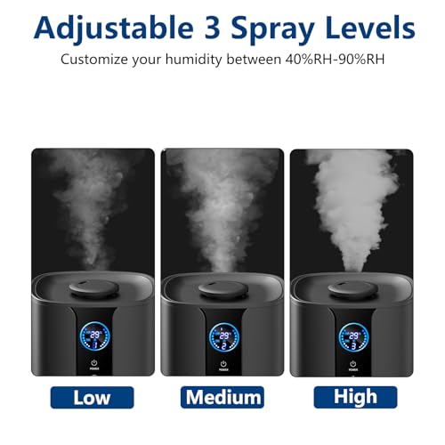 Large Room Smart Humidifier with Remote Control - 9L/2.3Gal Cool Mist, Quiet, App & Touch Control, 3 Mist Modes, Black