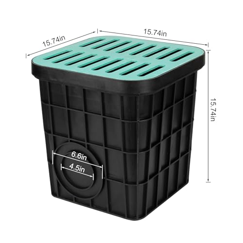 Large 15x15x15 Inch Drain Catch Basin with Fiberglass Grate for Yard Drainage