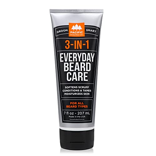 Pacific Shaving Company 3-in-1 Beard Care - Ultra-Concentrated Formula Softens Scruff, Conditions, Tames, and Moisturizes Skin for Any Beard Length - Clean Men's Grooming Products (7 Fl Oz)