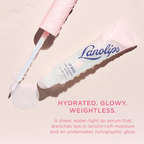 Lanolips Lanolin Lip Water - Clear Gloss Serum - Hyaluronic Acid Lip Balm and Shimmer for a Hydrated Glow - Lanolin Oil Moisturizer for Dry, Cracked Skin (10ml / 0.34 fl oz)