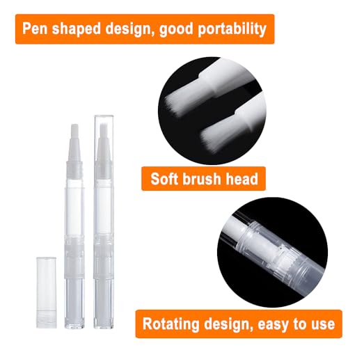 40 Pack Empty Cuticle Oil Pens with Stickers – 3ml Nail & Lip Oil Applicators
