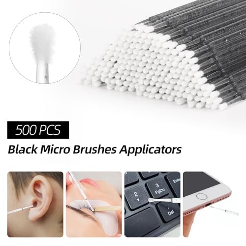 Black Eyelash Extension Supplies Kit 1500pcs with Mascara Wands Lip Brushes Micro Swabs