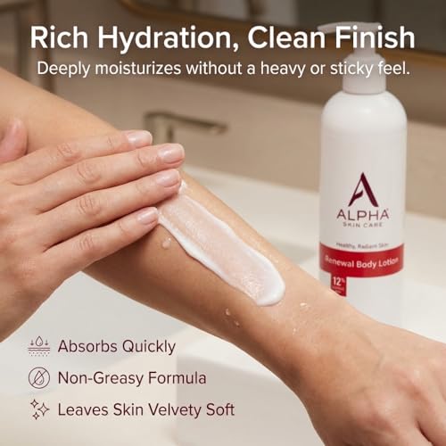 Alpha Skin Care Revitalizing Body Lotion with 12% Glycolic AHA, 12 Oz - Exfoliating & Hydrating