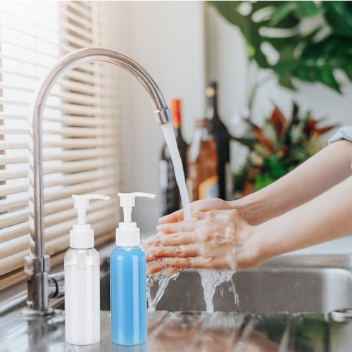 Nuenen 48 Pcs Refillable Empty Lotion Bottles 4oz/120ml Plastic Pump Bottles Conditioner Shampoo Dispenser Leak Proof Pump Container for Body Wash, Creams, Liquid Soap(White)