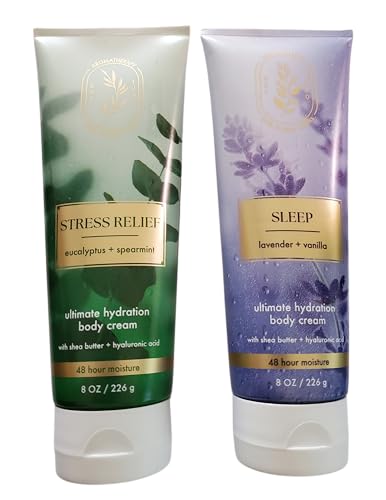 Bath & Body Works Aromatherapy Eucalyptus Spearmint & Lavender Vanilla Hydration Body Cream Duo 8 oz