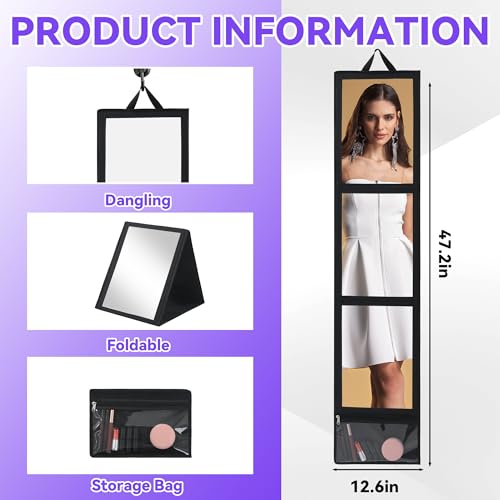 Full Length Folding Travel Mirror with Storage Bag - 47x13in Body & Dance Mirror