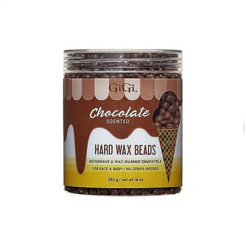 GiGi Hard Wax Beads for Hair Removal Chocolate Scented - Strip-Free for Face & Body, Microwave & Wax Warmer Compatible, 10 oz
