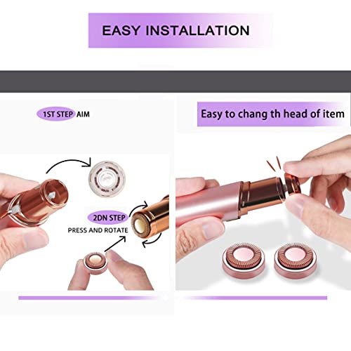 Facial Hair Remover Replacement Heads Gen 1 for Finishing Touch Flawless Facial Hair Removal,Effective Compatible with Flawless Shaver Tool for Women 18K Gold-Plated Rose Gold, 6 pcs,As Seen On TV.