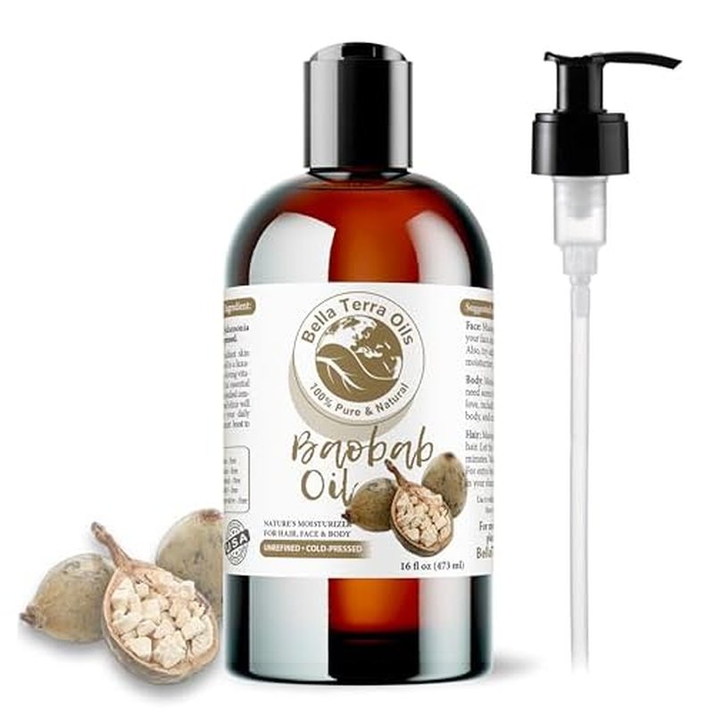 Bella Terra Oils - Baobab Oil 16oz - The Ultimate Choice for Skin Hydration, A Symphony of Amino Acids & Essential Minerals for Your Skin