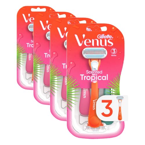 Gillette Venus Tropical Disposable Razor Set - 3 Count Pack of 4, Scented Handles