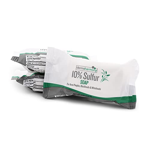 Sulfur Acne Bar Soap - 10% Sulfur with Tea Tree Oil - Pack of 3, 4 oz Bars