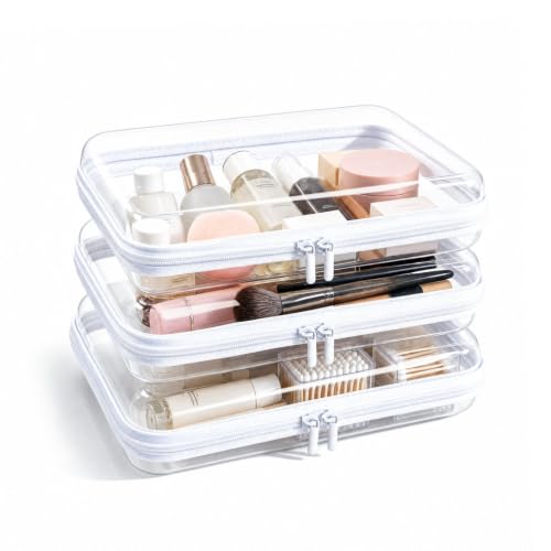 CEOJPA 3L Clear Hard Shell Zipper Case Waterproof Travel Toiletry & Makeup Bag