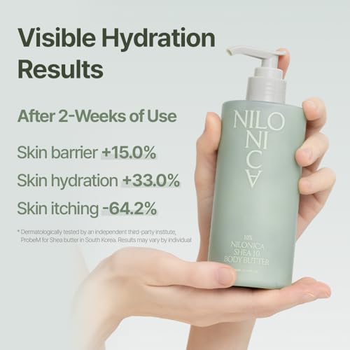 NILONICA Organic Nilotica Shea Body Butter 10.14 oz – Rich Moisturizing Lotion for Dry Skin