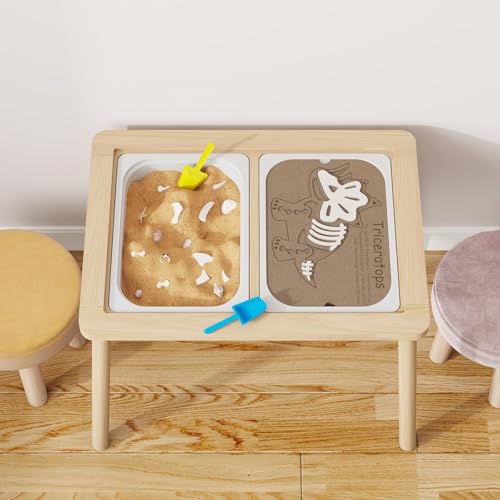 Kids Sensory Activity Table with Bins - Wooden Montessori Play Set