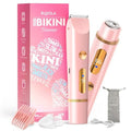2025 Upgraded Bikini Trimmer for Women, Dual-Head Shaver with LCD Display, Ceramic-Blade Pubic Hair Trimmer, IPX7 Waterproof Wet & Dry Shower Shaver, Travel-Ready Gift Pouch (Light Pink)