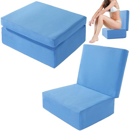 Foldable Hot Tub Booster Seat with Adjustable Heights & Washable Cushion - Blue