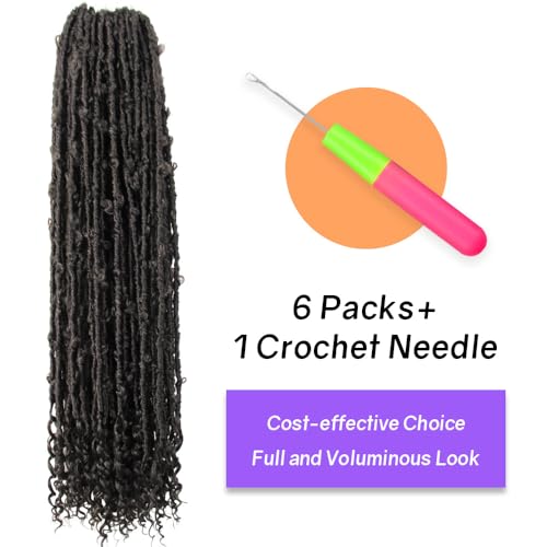 Butterfly Locs Crochet Hair with Curly Ends - 30 Inch, 4# Brown - Pack of 6