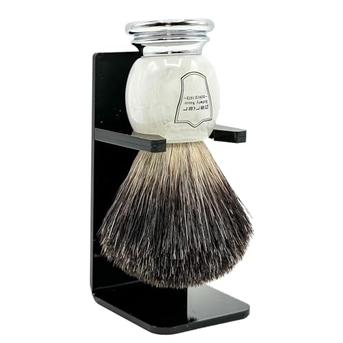 Parker 100% Black Badger Shaving Brush with Ivory Marble Handle
