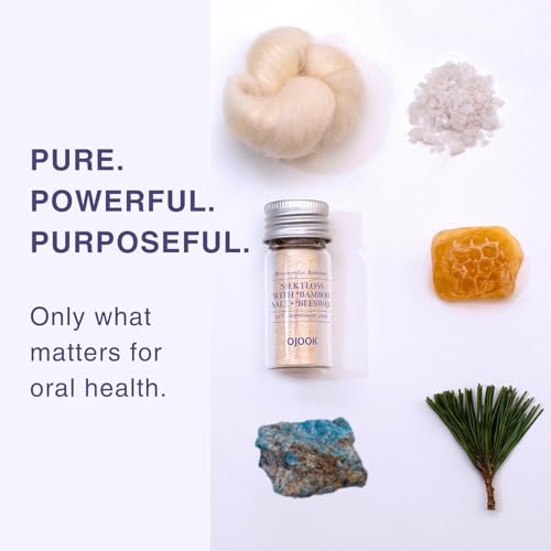 OJOOK Bamboo Salt Silk Dental Floss Refill - Biodegradable, Beeswax, Hydroxyapatite, 2 Spools