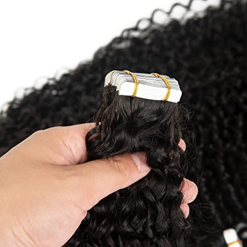 Smartinnov Deep Curly Tape-in Hair Extensions 12 Inch 1B-DC 50g for Black Women