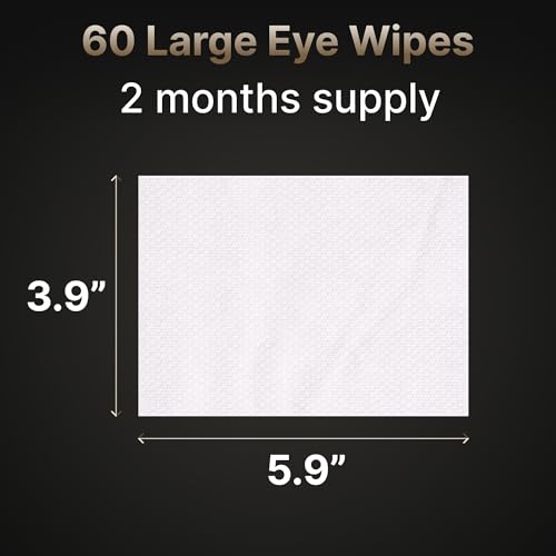Eyelid & Lash Cleansing Serum Wipes for Puffiness Dark Circles - Gentle Eye Care, Korean Formula, 60 Sheets