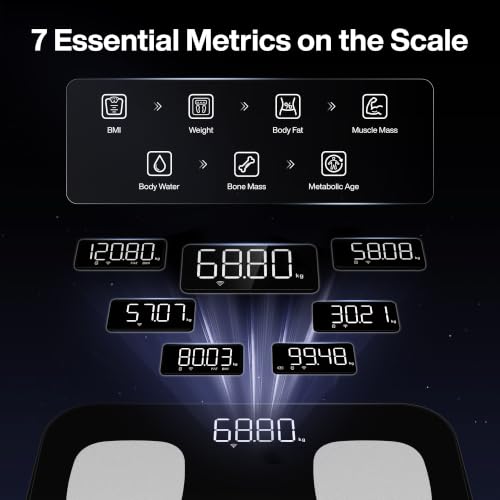 Digital Body Fat Scale with WiFi - Full Body Composition Analyzer, 8 Electrodes, 400 lb Capacity