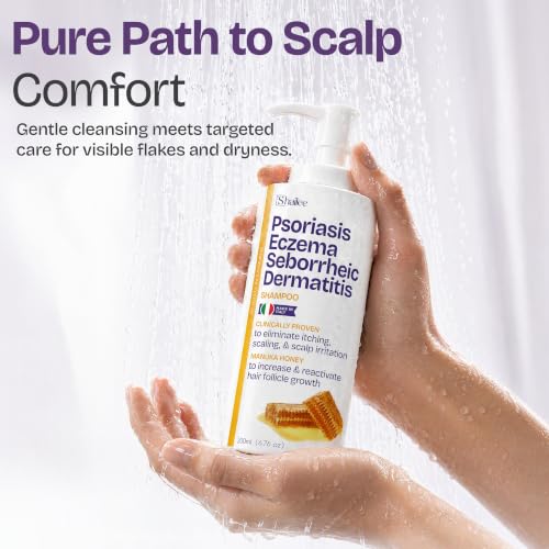 Psoriasis & Eczema Shampoo with Manuka Honey – 6.76 Fl Oz Pack of 2 for Flaking & Itchy Scalp