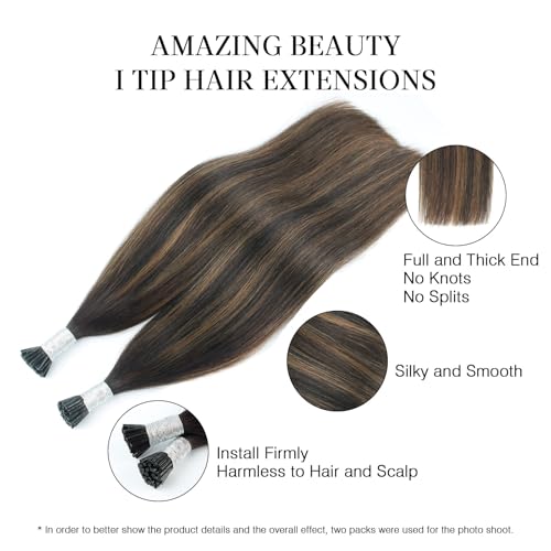Cold Fusion I Tip Hair Extensions - 24 Inch Brown Balayage - ABH AMAZINGBEAUTY HAIR (IT) P2-6/2