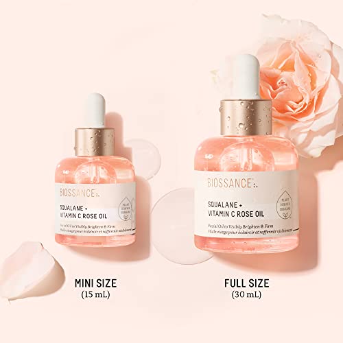 Squalane + Vitamin C Rose Facial Oil 1.01 Fl Oz - Brightening, Firming, Hydrating Serum