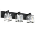 Black Vanity Light Fixture 3-Light Crystal Modern Bathroom Wall Sconce - 23 Inch