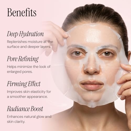 Trancend¢â Real Deep Collagen Face Mask for Korean Skin Care ? Hydrogel Sheet Mask, Overnight Hydrating Mask for Pore Minimizing, Elasticity & Firming, Bio Collagen Treatment - 39G (4 Count)
