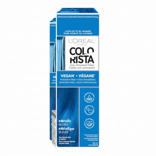 Semi Permanent Hair Color Mask - Metallic Blue, Pack of 2 - For Bleached Blonde Hair - Variation of THIS listing