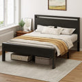 Queen Bed Frame with Wood Headboard - Black, 14 Inch Under-Bed Storage, Heavy-Duty Support - Variation: Black / Queen