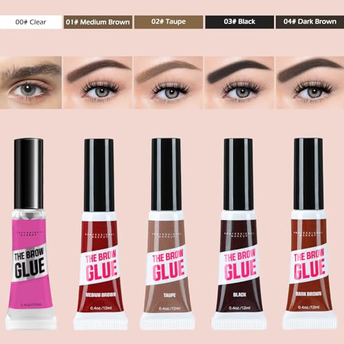 Waterproof Clear Eyebrow Gel Set, Fast Eyebrow Shaping,Long Lasting Transfer-Proof Extreme Hold Brow Glue (Transparent-2pcs 00#)