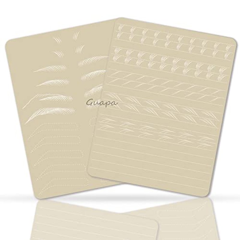 5pcs Microblading Hair Strokes Practice Latex Strokes Practice Skin Double Sided Eyebrow Inkless Fake Skin Pre-Printed and Inkless (White Outline-Hair Strokes)