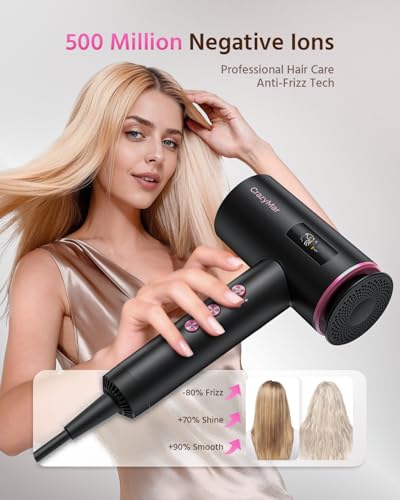 1800W Ionic Hair Dryer with Smart Modes for Men Women Baby - Fast Drying & Static Free