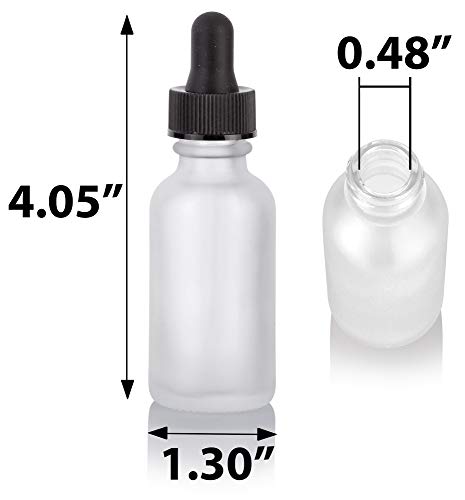 Frosted Glass Boston Round Bottle with Dropper and Funnel - 1 oz / 30ml, 12 Pack