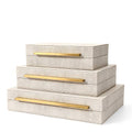 Decorative Faux Ivory Leather Jewelry & Accessory Storage Boxes Set of 3 - Ivory