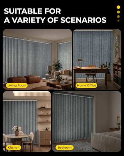 Room Darkening Grey Vertical Blind Replacement Slats 3.5" W x 82.5" H - 34 Pack, UNISHADES