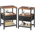 Storage Shelf Set of 2 with Fabric Drawer and Mesh Shelf - Modern Industrial Design