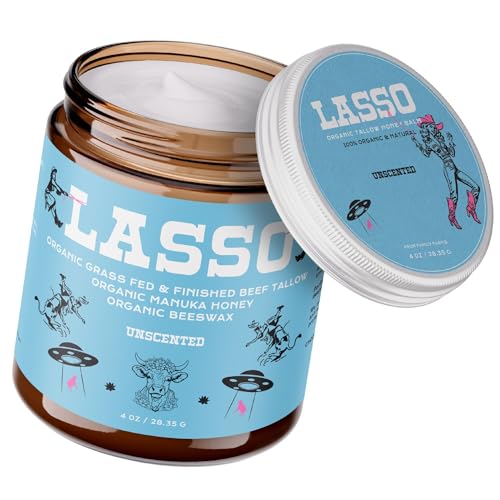 Lasso Tallow Unscented Beef Tallow Face Moisturizer with Manuka Honey & Beeswax